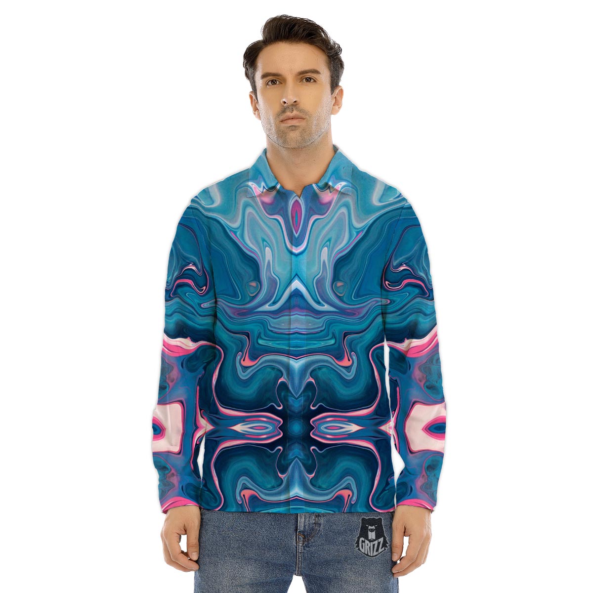 Macaron Pink Print Pattern Men's Dress Shirts-grizzshop