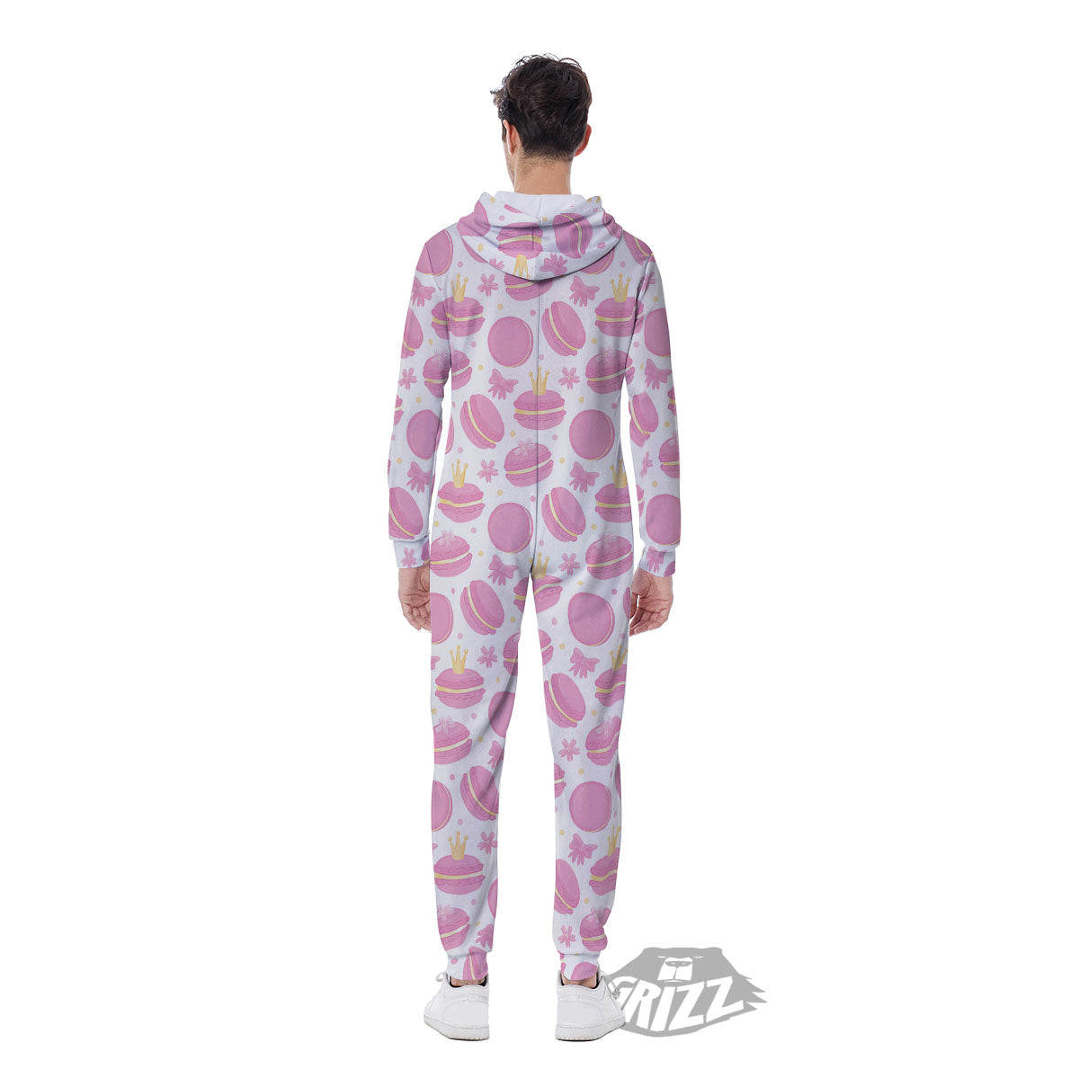Macaron Pink Print Pattern Men's Jumpsuit-grizzshop