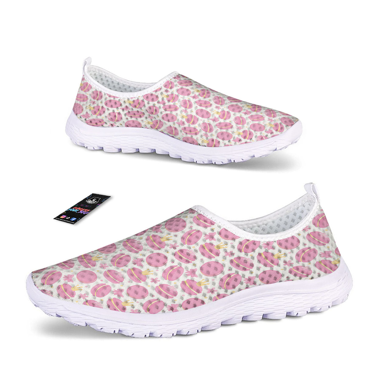 Macaron Pink Print Pattern Nurse Shoes-grizzshop