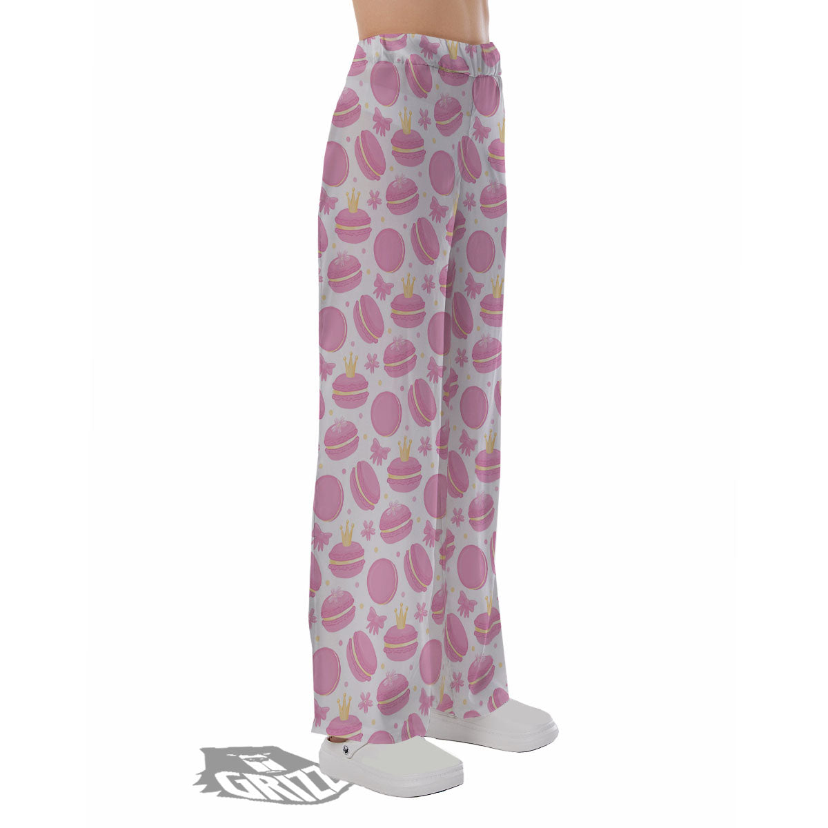 Macaron Pink Print Pattern Pajama Pants-grizzshop