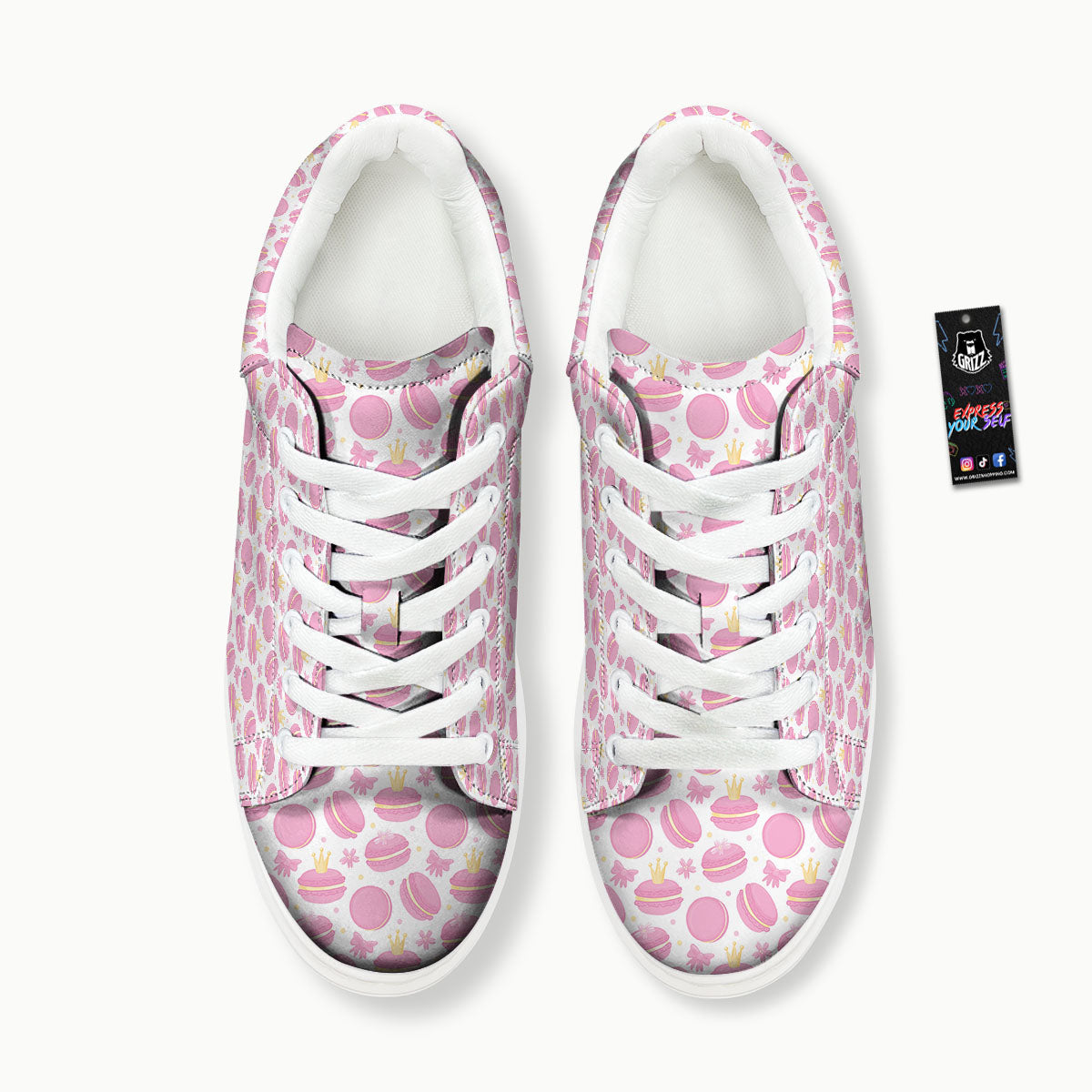 Macaron Pink Print Pattern Platform Shoes-grizzshop