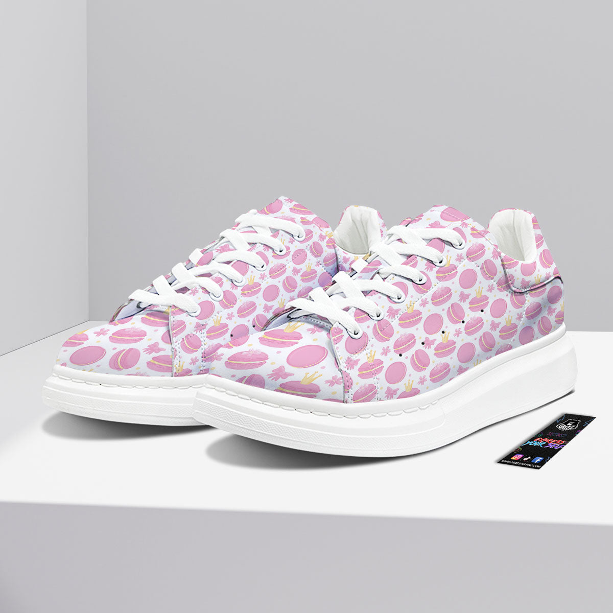 Macaron Pink Print Pattern Platform Shoes-grizzshop