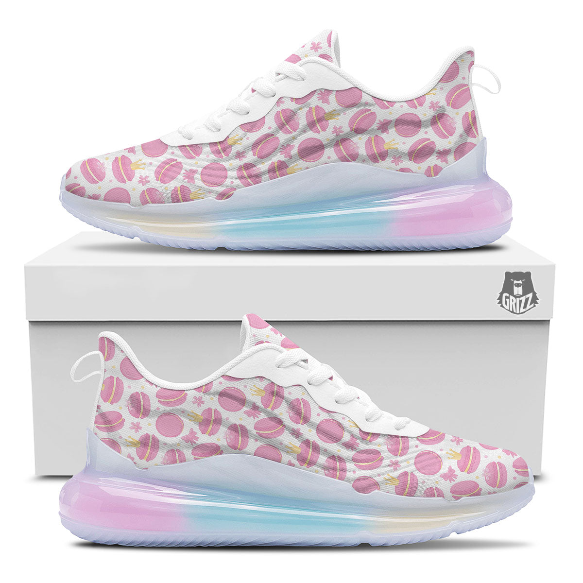 Macaron Pink Print Pattern Running Sneakers-grizzshop