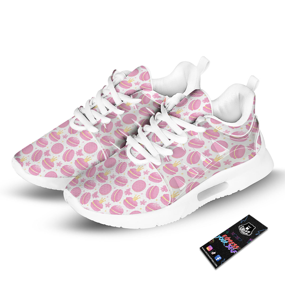 Macaron Pink Print Pattern Tennis Shoes-grizzshop