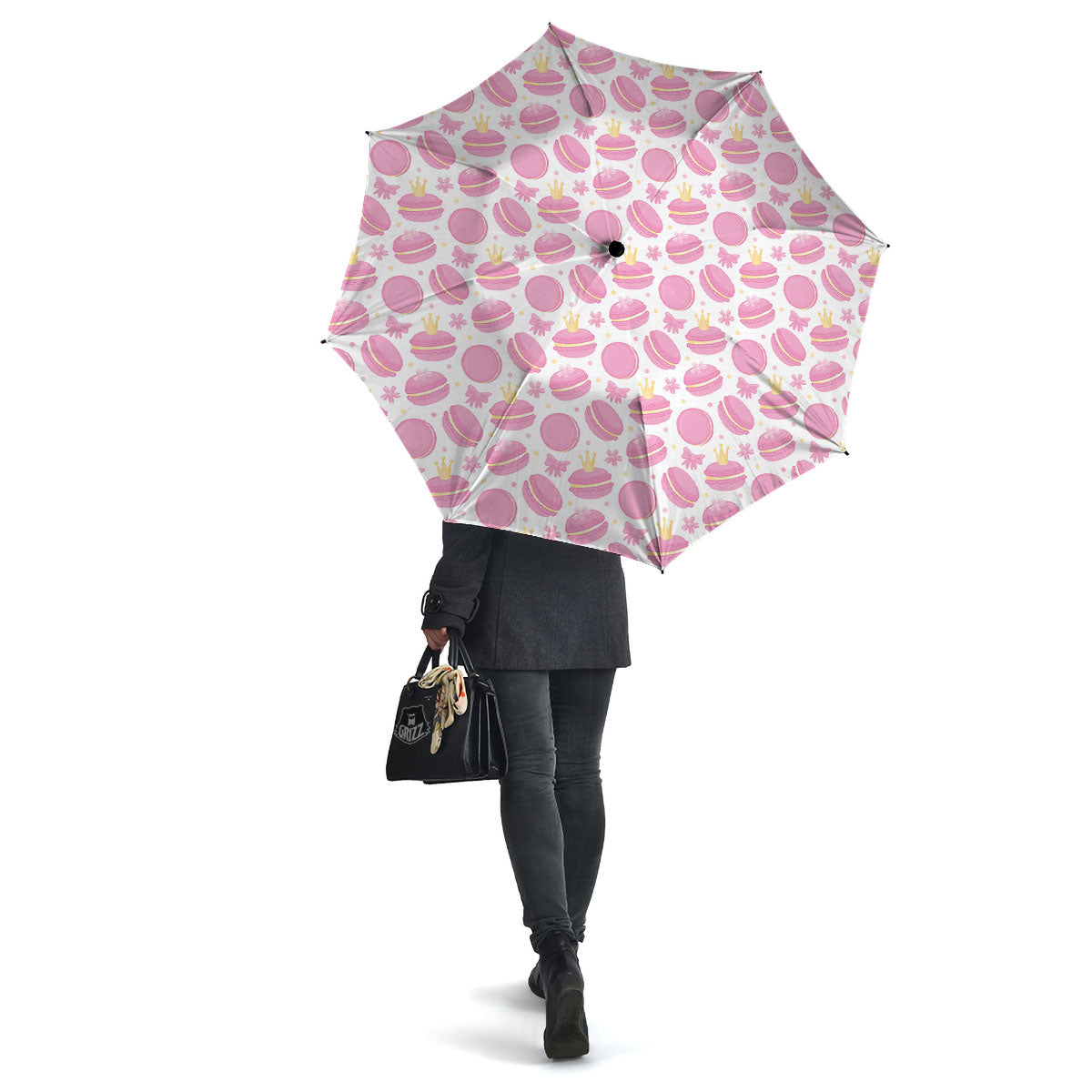 Macaron Pink Print Pattern Umbrella-grizzshop