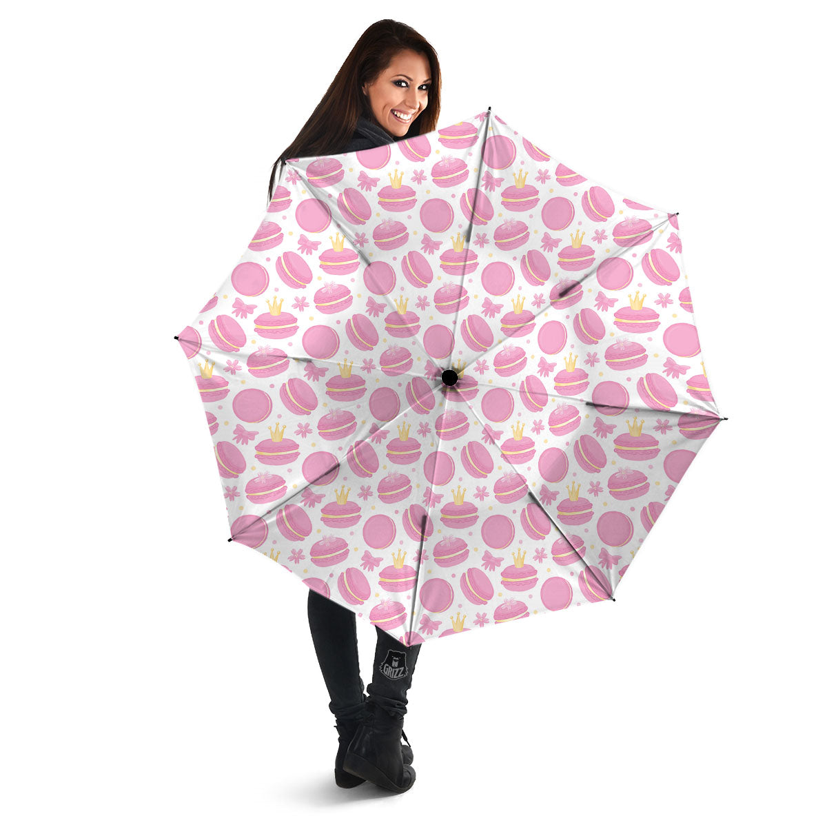 Macaron Pink Print Pattern Umbrella-grizzshop