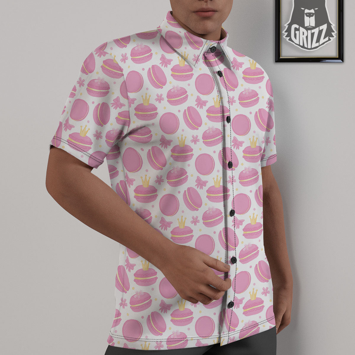 Macaron Pink Print Pattern Untucked Shirts-grizzshop