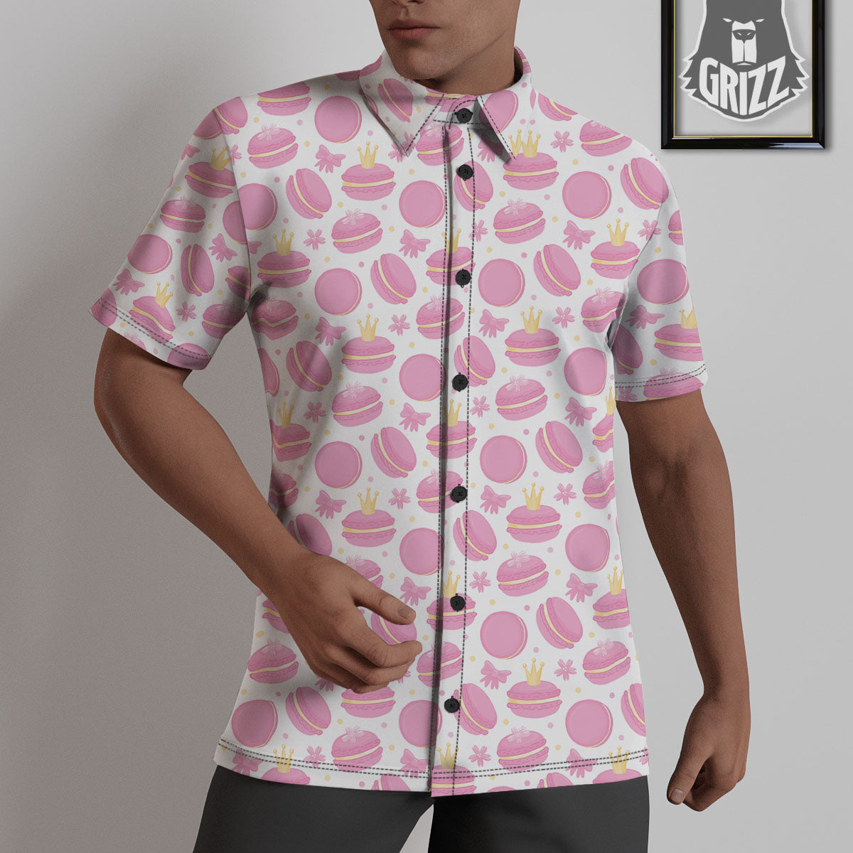 Macaron Pink Print Pattern Untucked Shirts-grizzshop