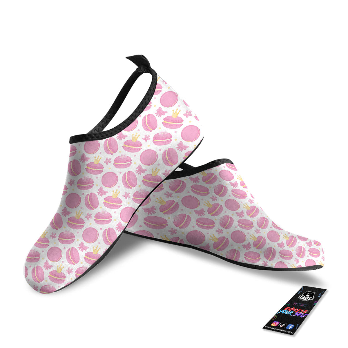 Macaron Pink Print Pattern Water Shoes-grizzshop