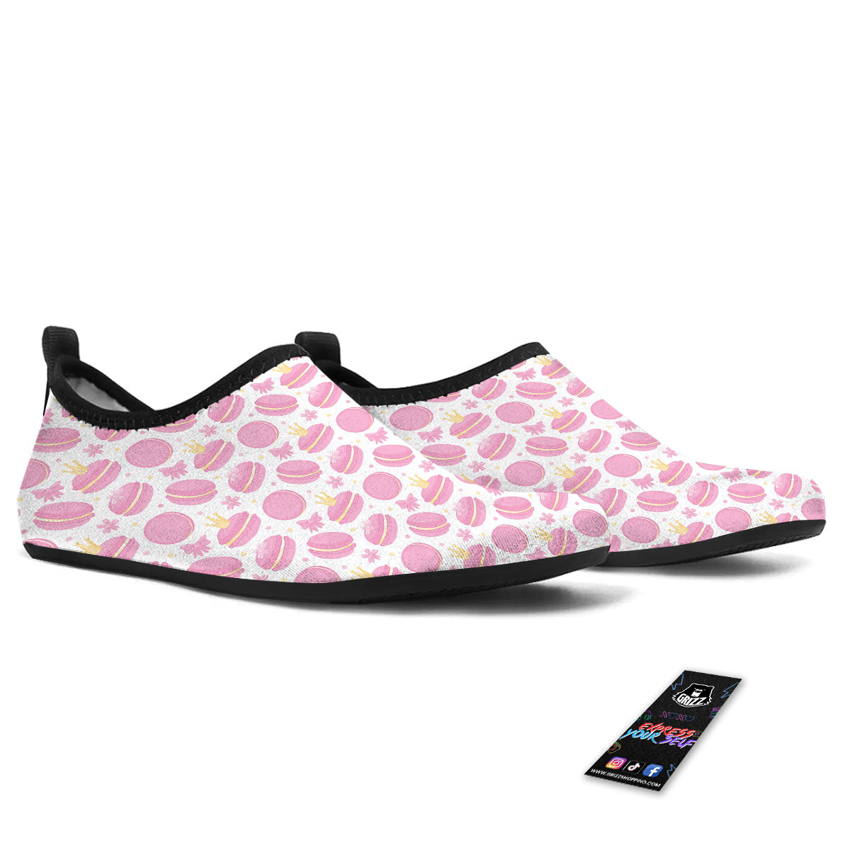 Macaron Pink Print Pattern Water Shoes-grizzshop