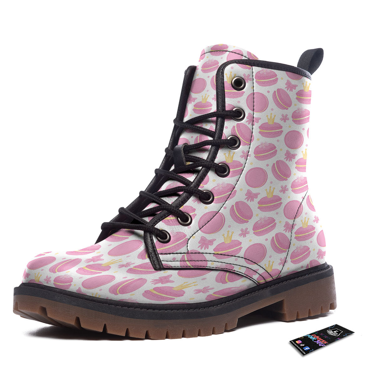 Macaron Pink Print Pattern Work Boots-grizzshop