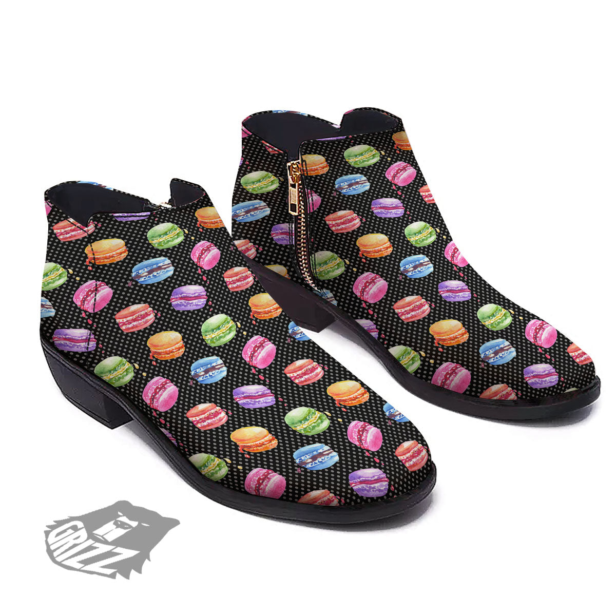 Macaron Polka Dot Print Pattern Ankle Boots-grizzshop