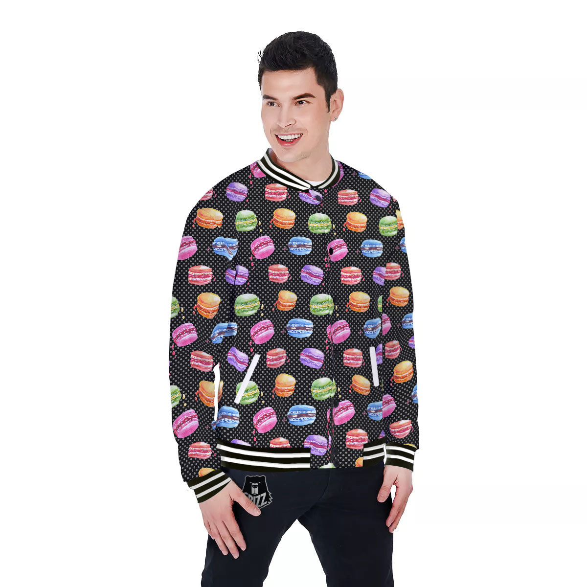 Macaron Polka Dot Print Pattern Baseball Jacket-grizzshop