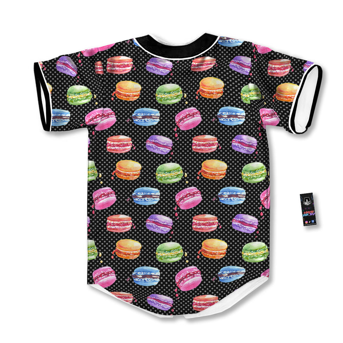 Macaron Polka Dot Print Pattern Baseball Jersey-grizzshop