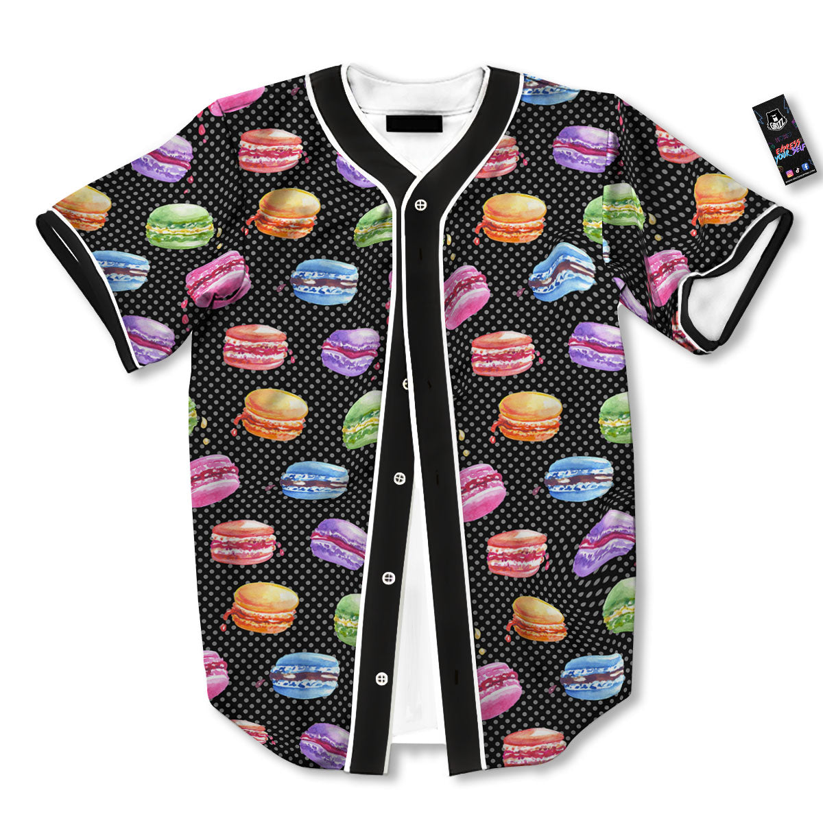 Macaron Polka Dot Print Pattern Baseball Jersey-grizzshop