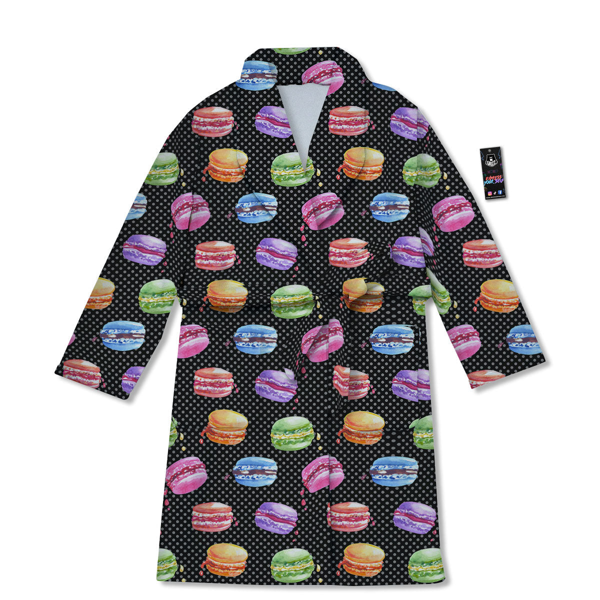 Macaron Polka Dot Print Pattern Bathrobe-grizzshop