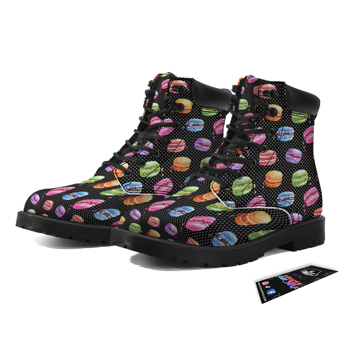 Macaron Polka Dot Print Pattern Boots-grizzshop