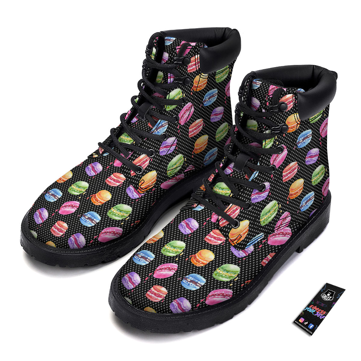 Macaron Polka Dot Print Pattern Boots-grizzshop