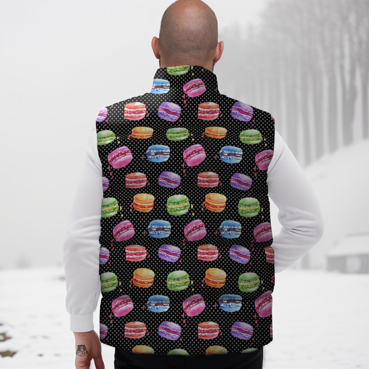 Macaron Polka Dot Print Pattern Down Vest