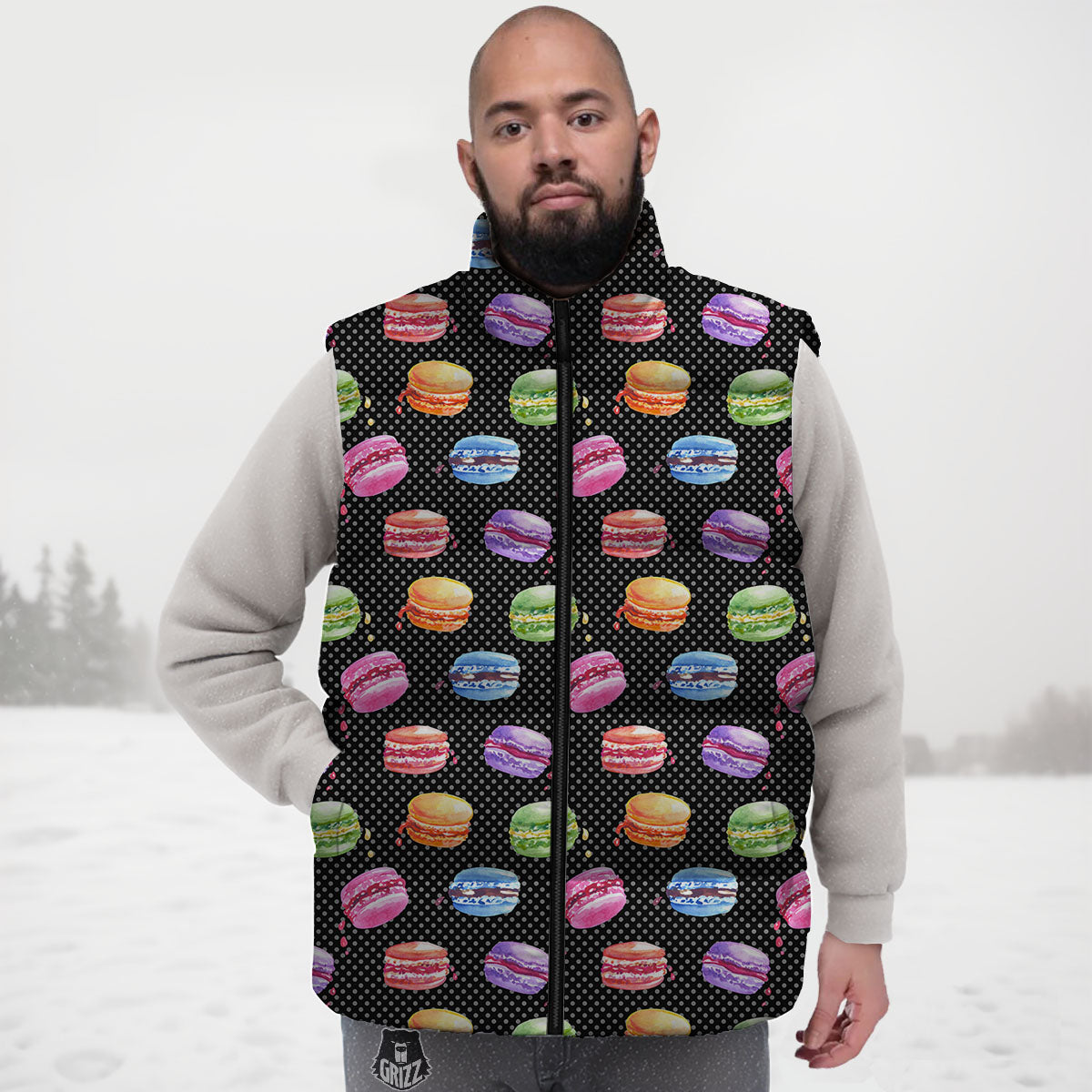 Macaron Polka Dot Print Pattern Down Vest