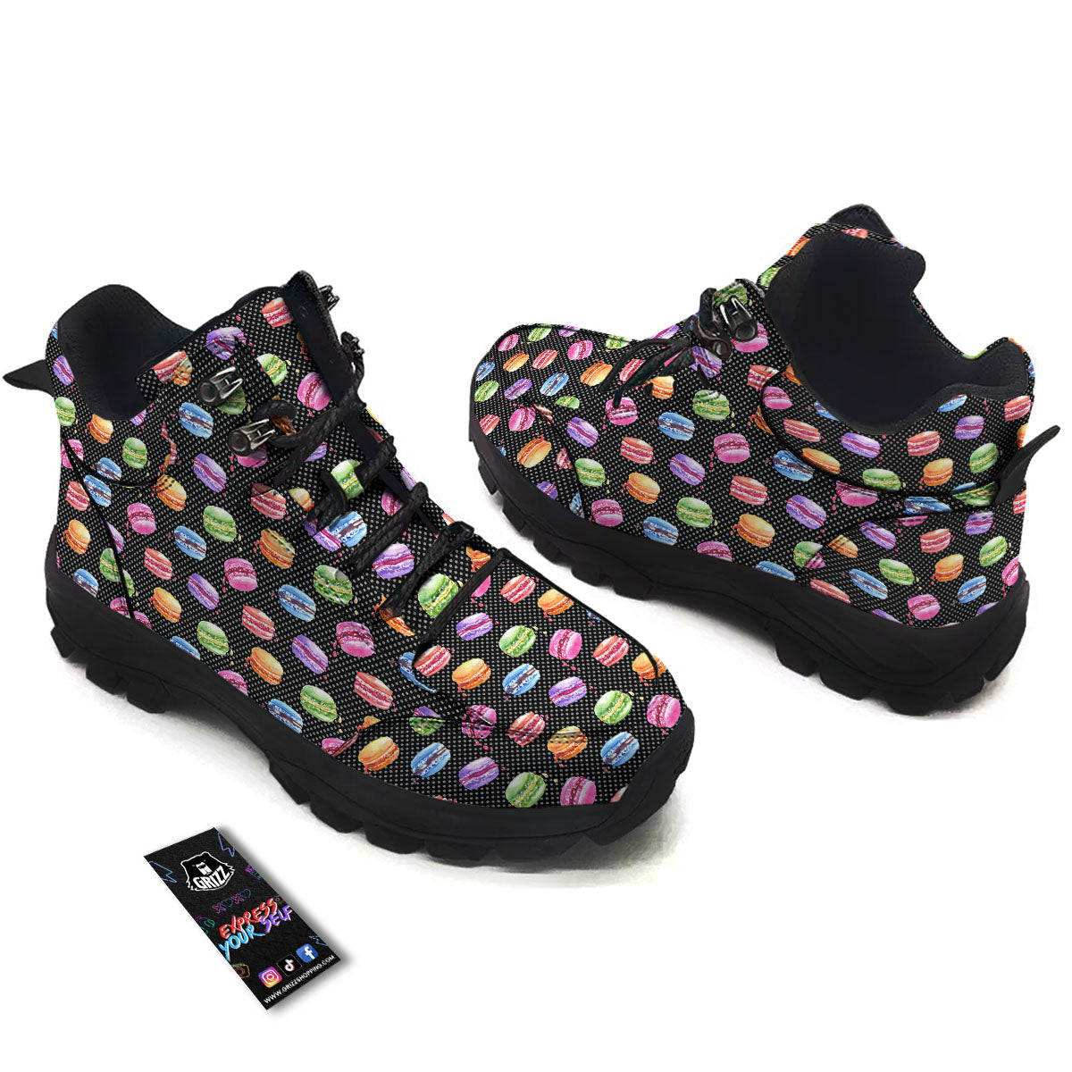 Macaron Polka Dot Print Pattern Hiking Shoes-grizzshop