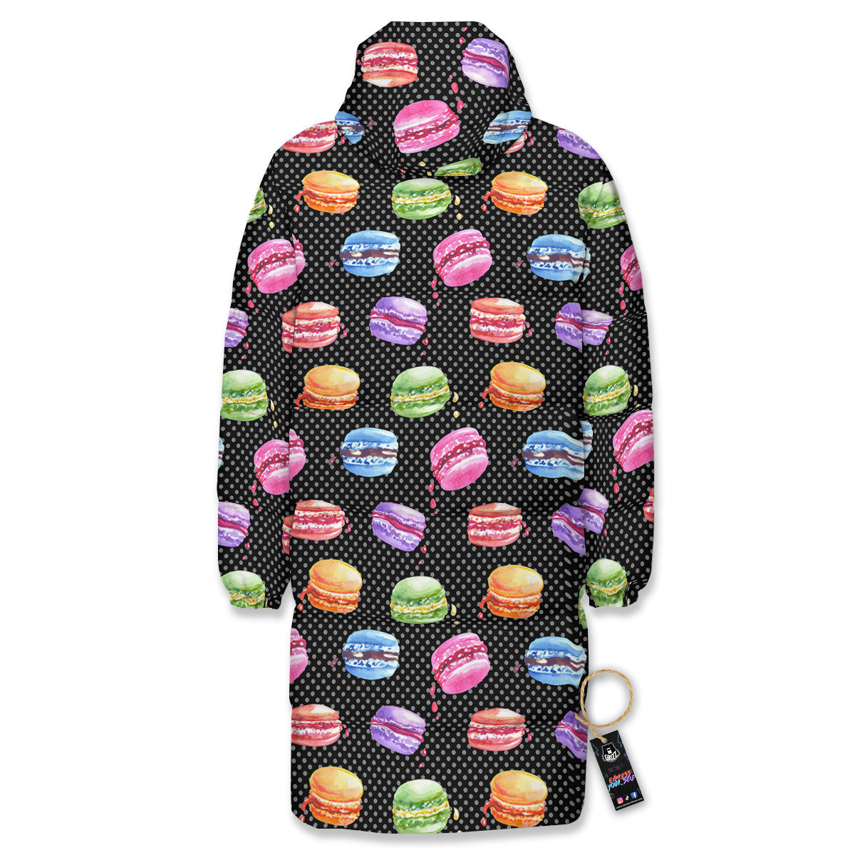 Macaron Polka Dot Print Pattern Long Down Jacket-grizzshop