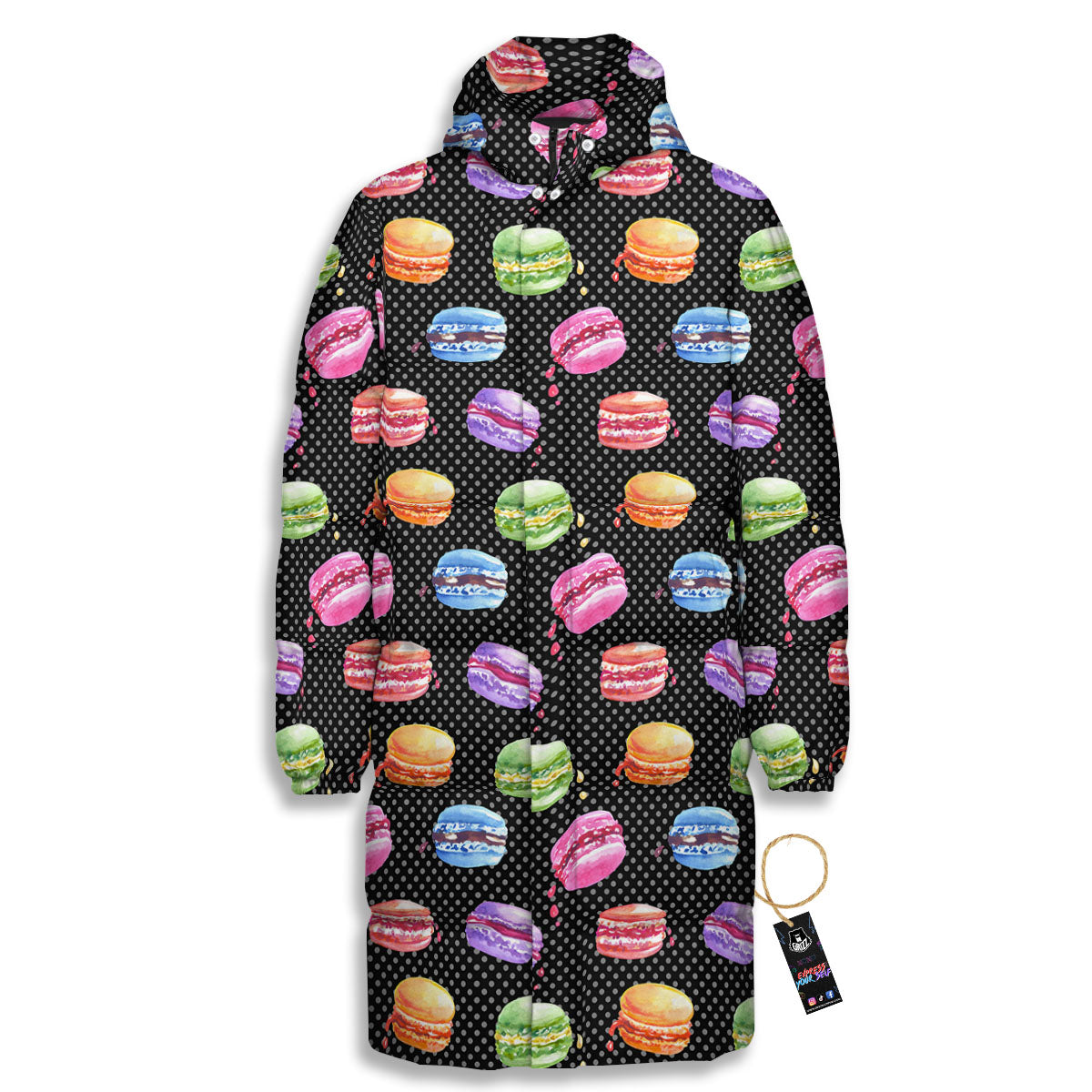 Macaron Polka Dot Print Pattern Long Down Jacket-grizzshop