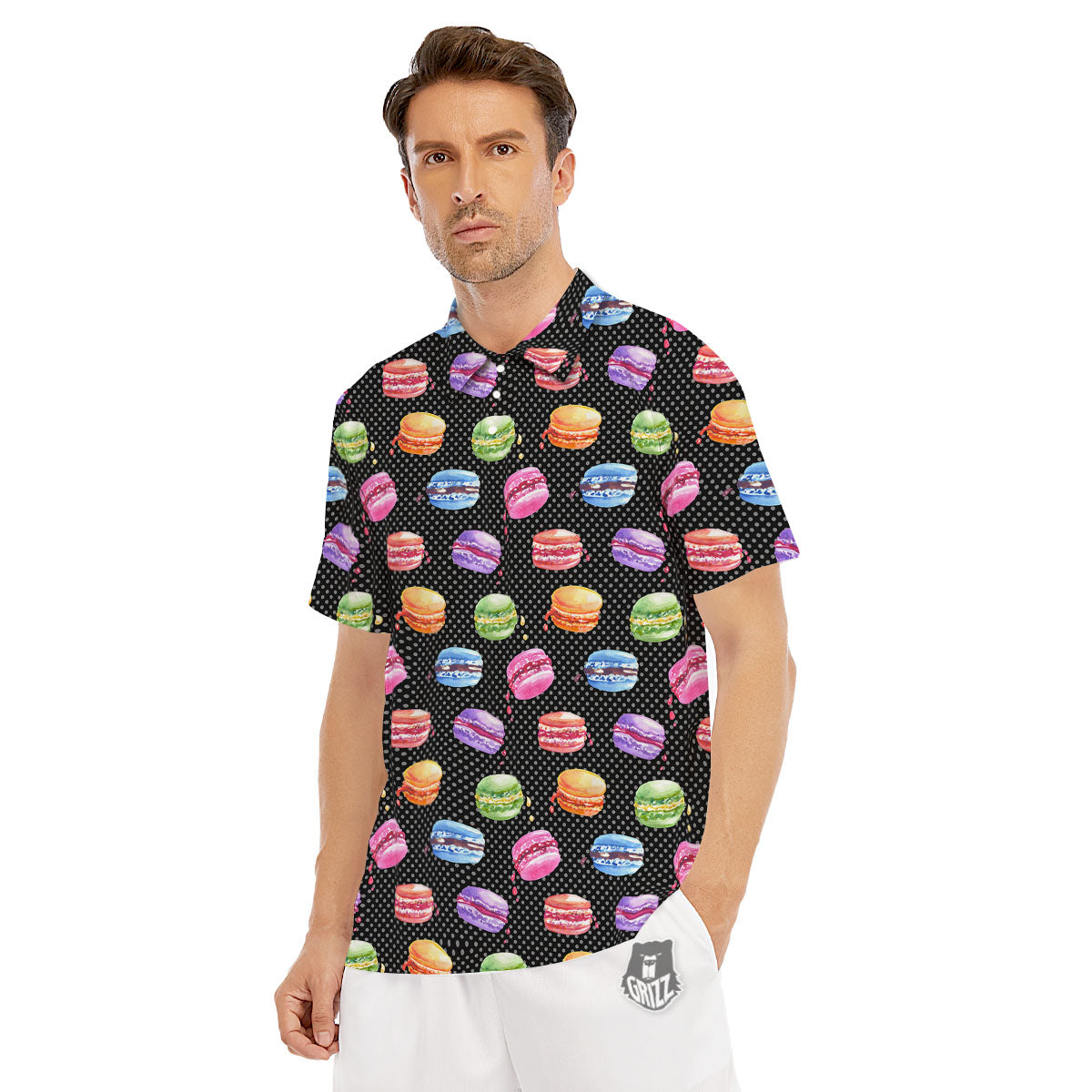 Macaron Polka Dot Print Pattern Men's Golf Shirts-grizzshop