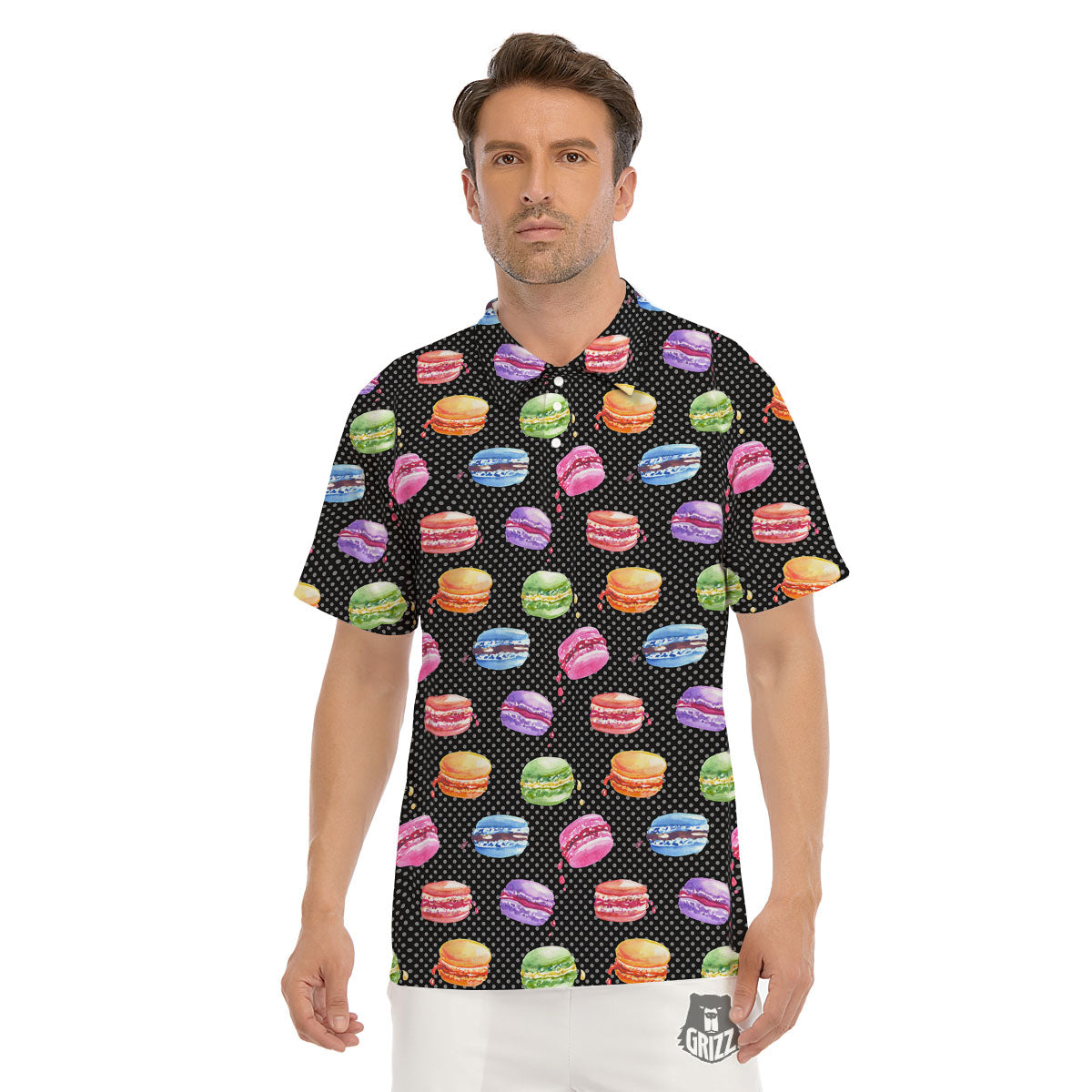 Macaron Polka Dot Print Pattern Men's Golf Shirts-grizzshop