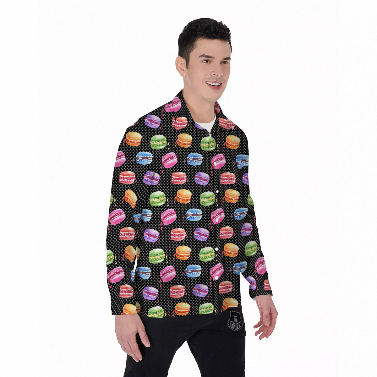 Macaron Polka Dot Print Pattern Men's Long Sleeve Shirts-grizzshop