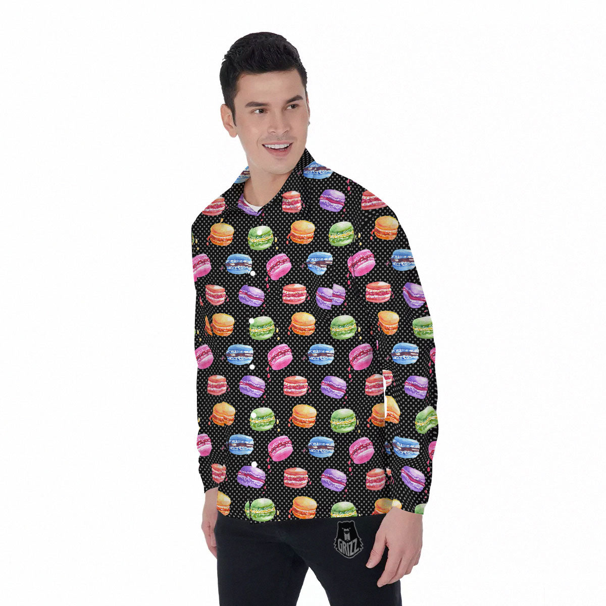 Macaron Polka Dot Print Pattern Men's Long Sleeve Shirts-grizzshop