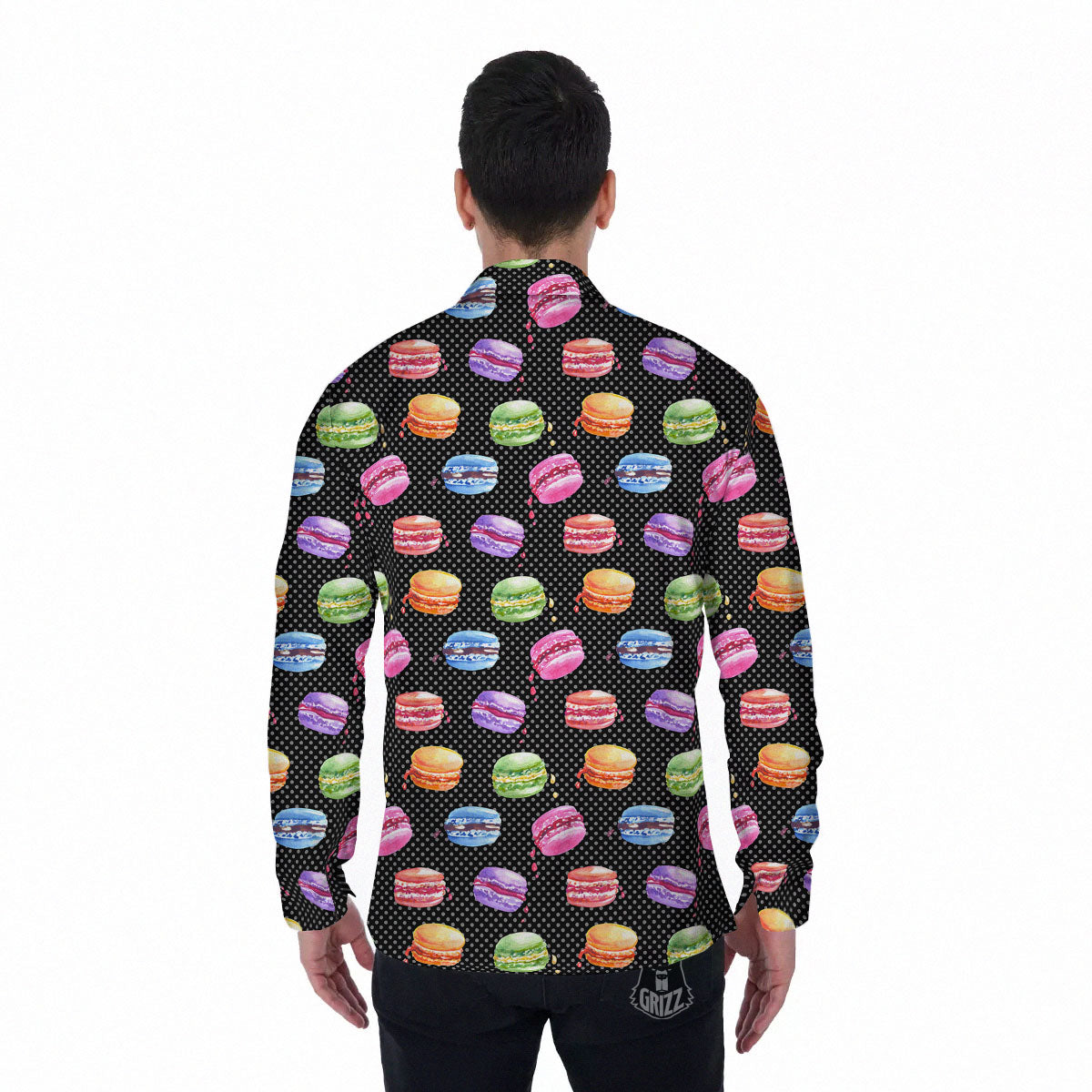 Macaron Polka Dot Print Pattern Men's Long Sleeve Shirts-grizzshop