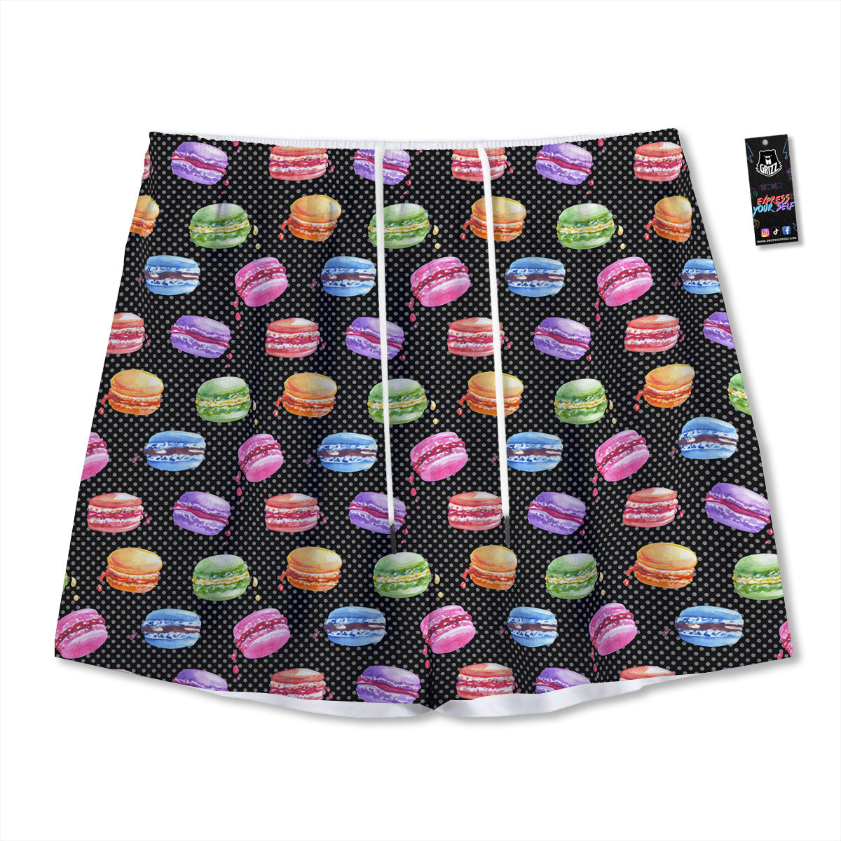 Macaron Polka Dot Print Pattern Mesh Shorts