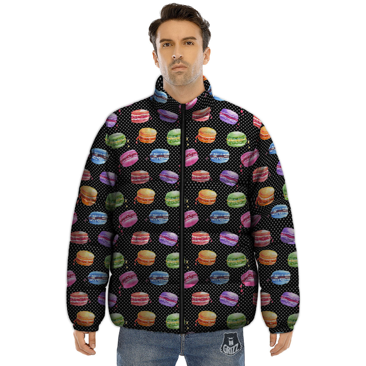 Macaron Polka Dot Print Pattern Puffer Jacket-grizzshop
