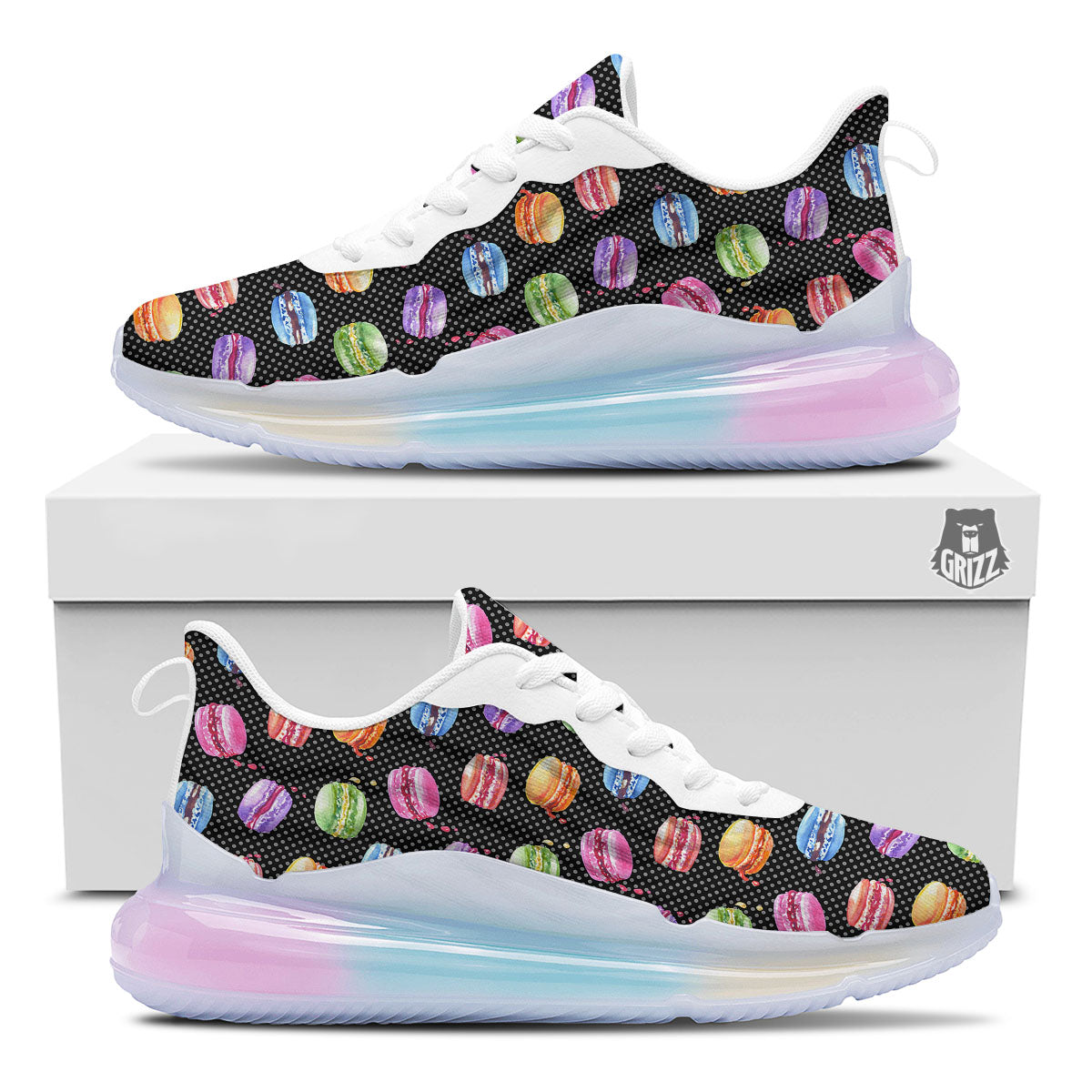 Macaron Polka Dot Print Pattern Running Sneakers-grizzshop