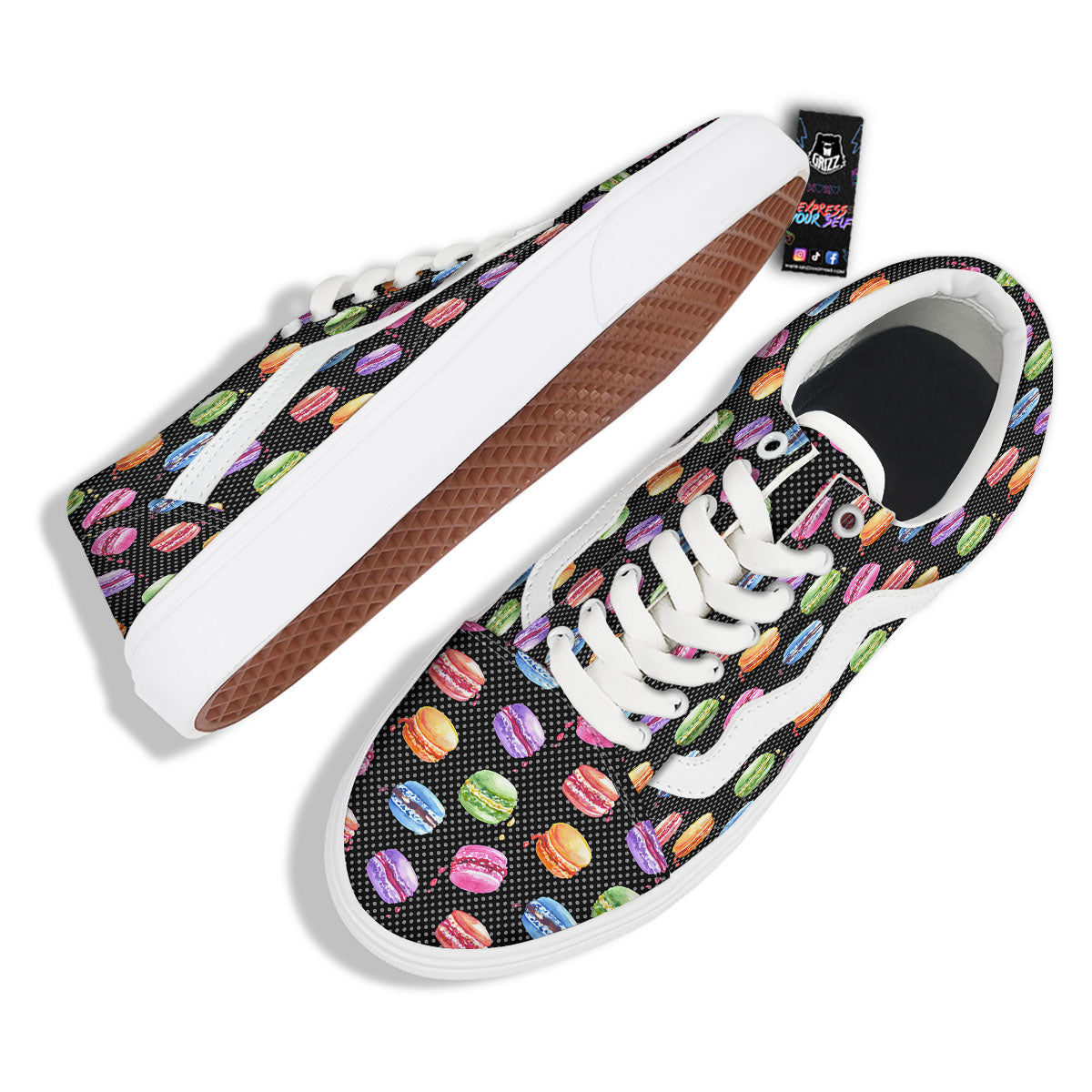 Macaron Polka Dot Print Pattern Skate Shoes-grizzshop