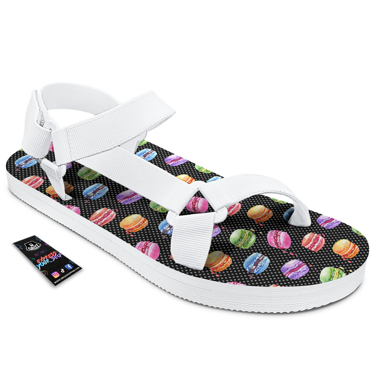 Macaron Polka Dot Print Pattern White Open Toe Sandals-grizzshop