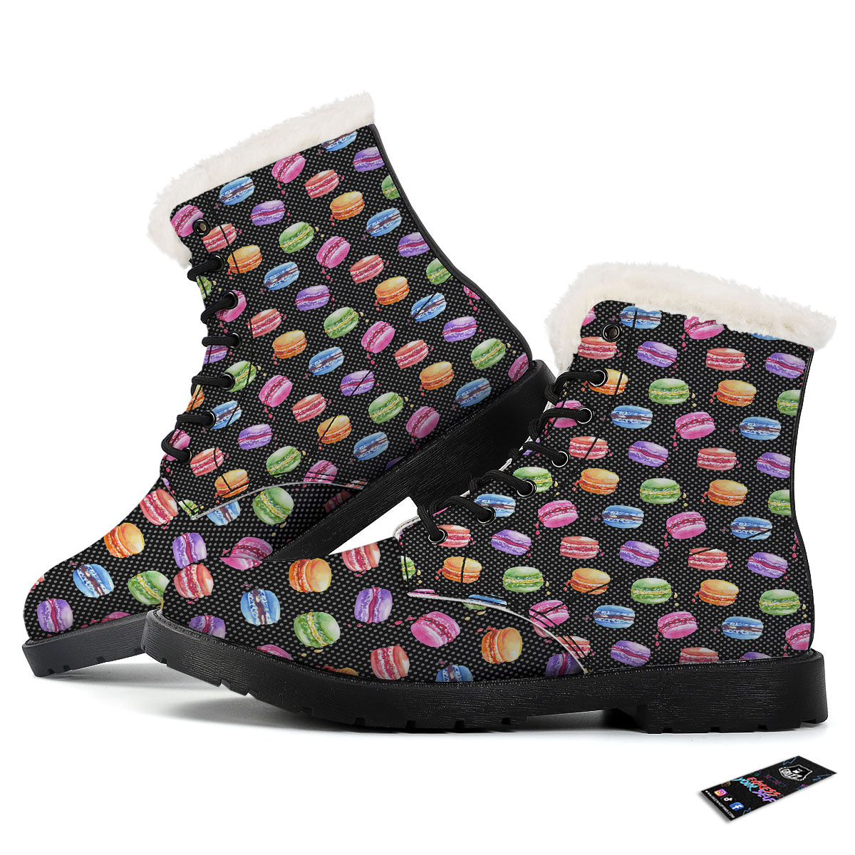 Macaron Polka Dot Print Pattern Winter Boots-grizzshop