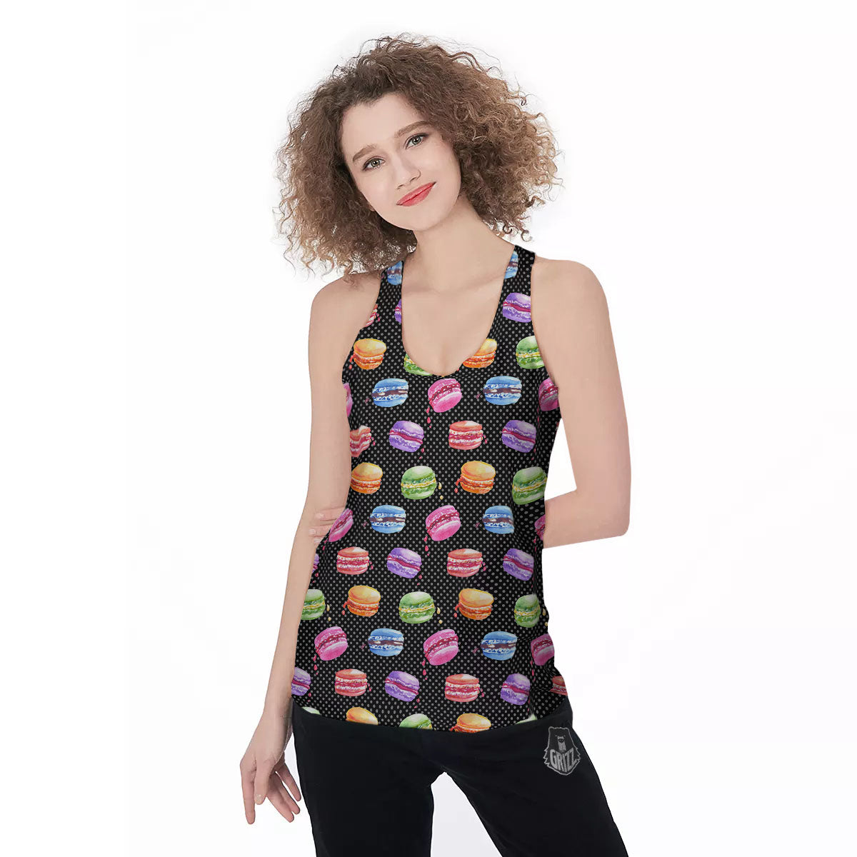 Macaron Polka Dot Print Pattern Women's Racerback Tank Top-grizzshop