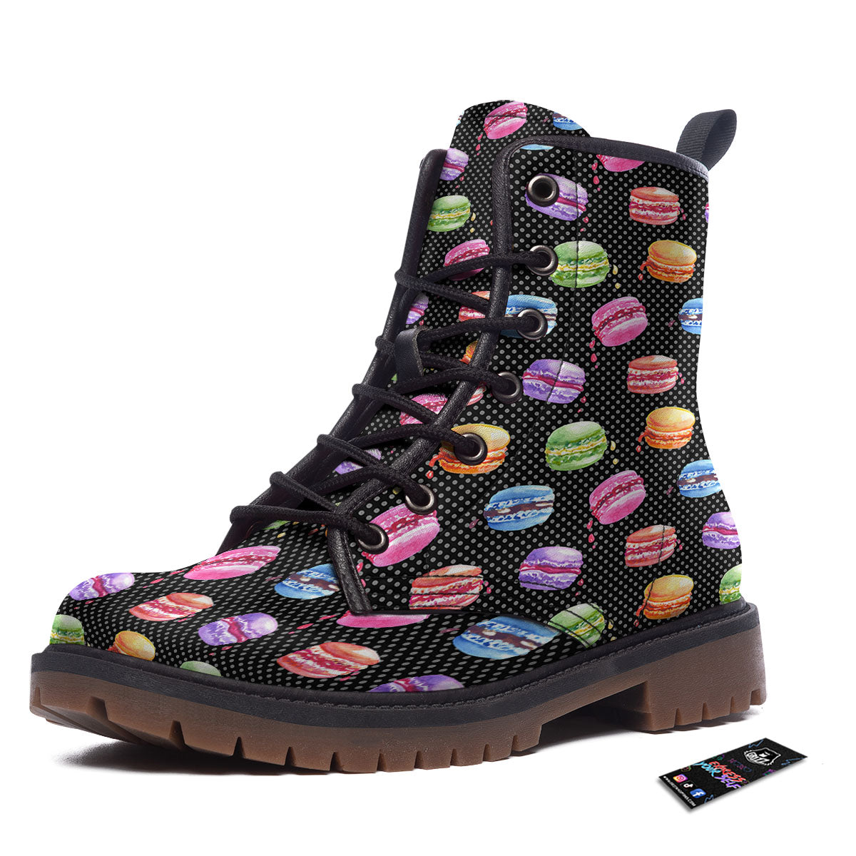 Macaron Polka Dot Print Pattern Work Boots-grizzshop