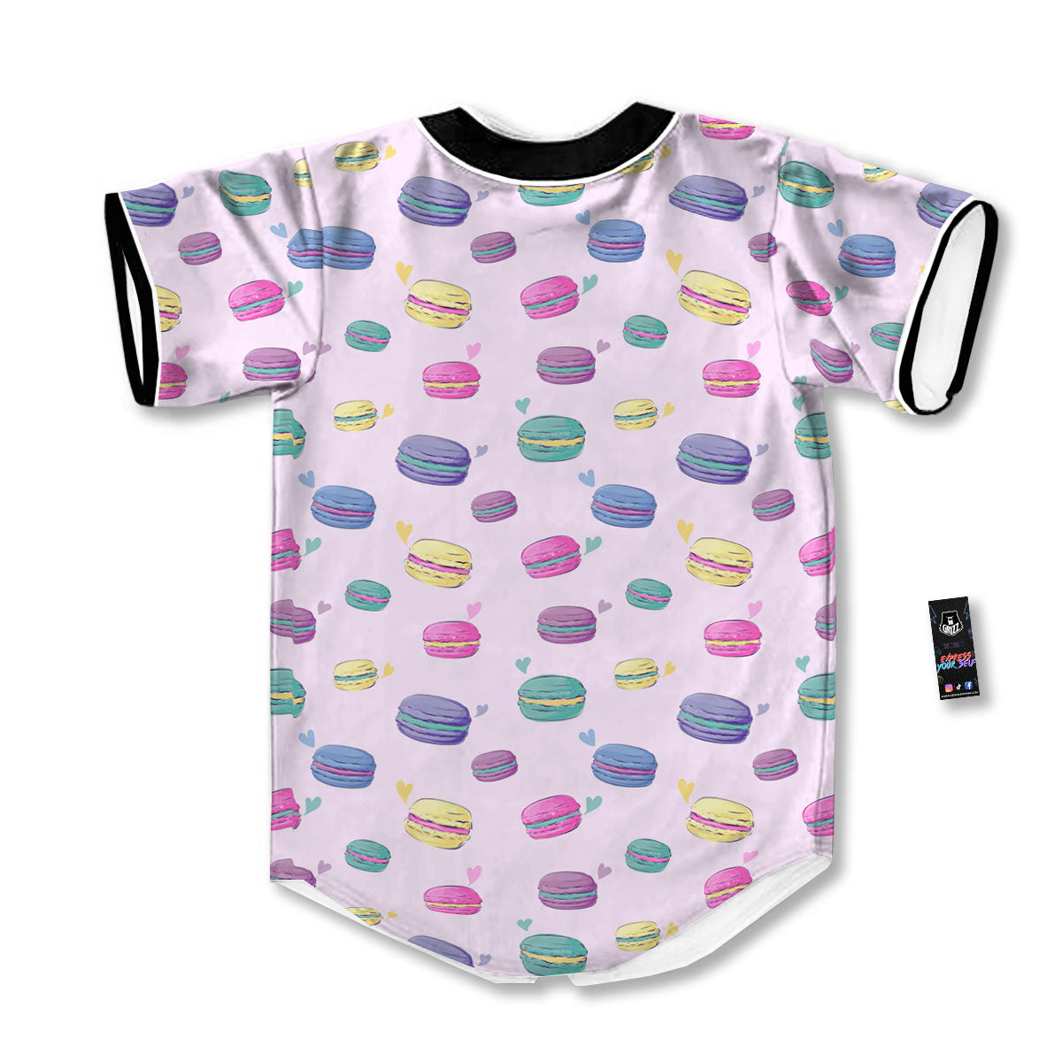 Macaron Print Pattern Baseball Jersey-grizzshop