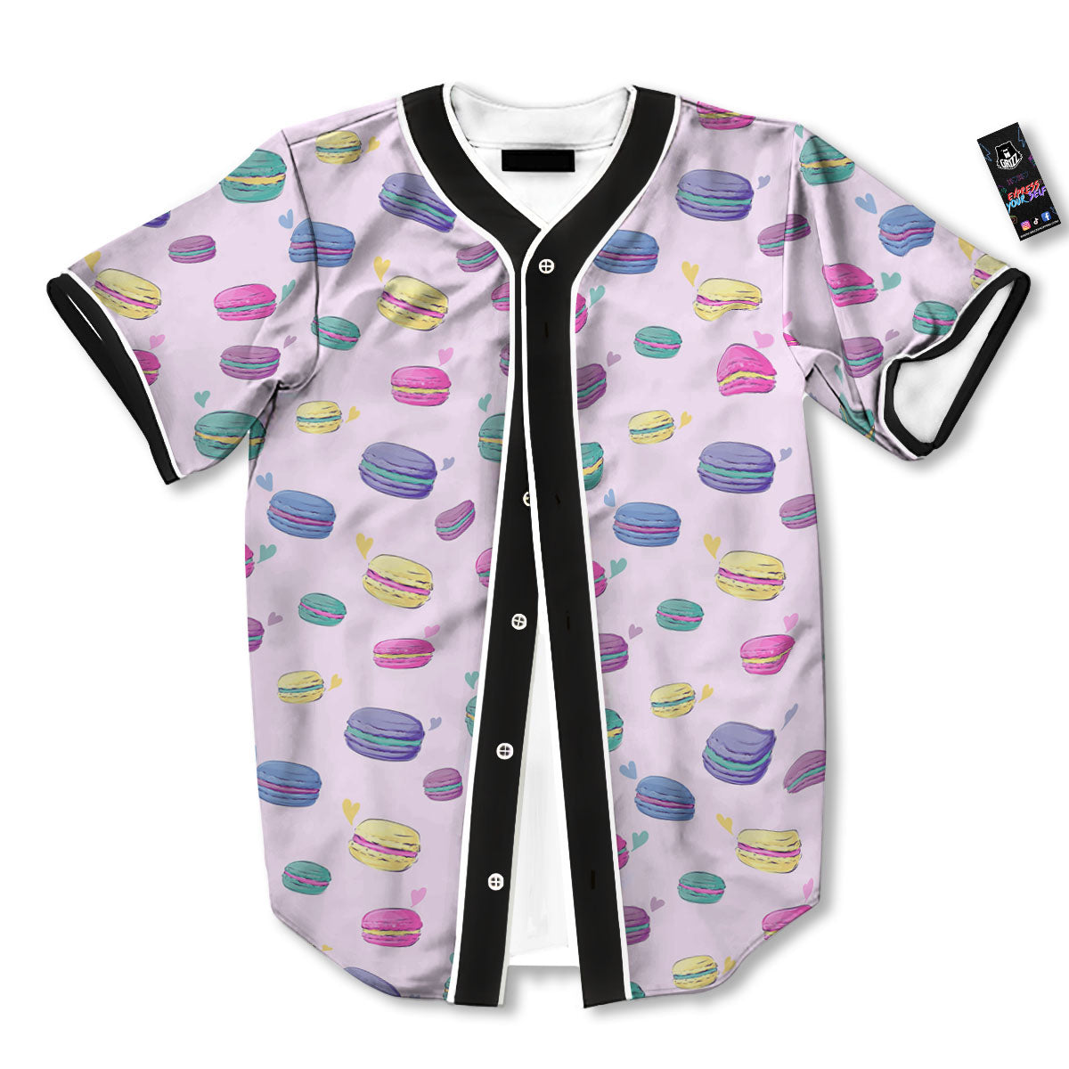Macaron Print Pattern Baseball Jersey-grizzshop