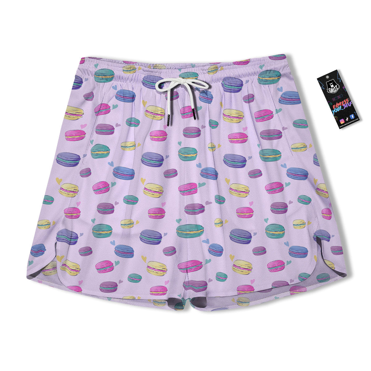 Macaron Print Pattern Men's Running Shorts-grizzshop
