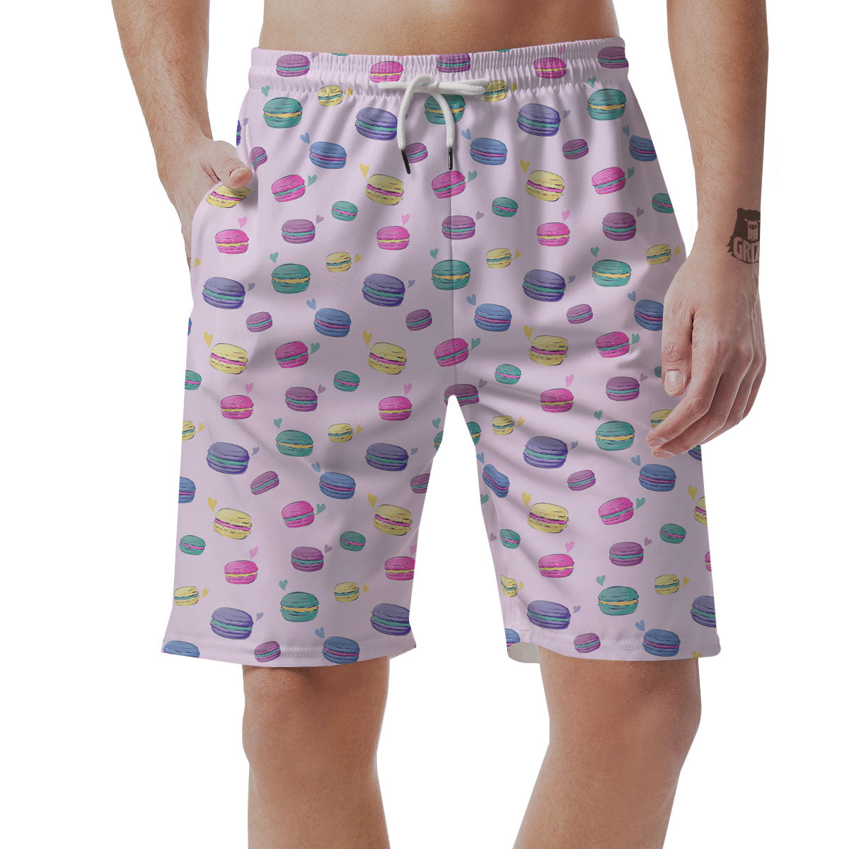 Macaron Print Pattern Men's Shorts-grizzshop