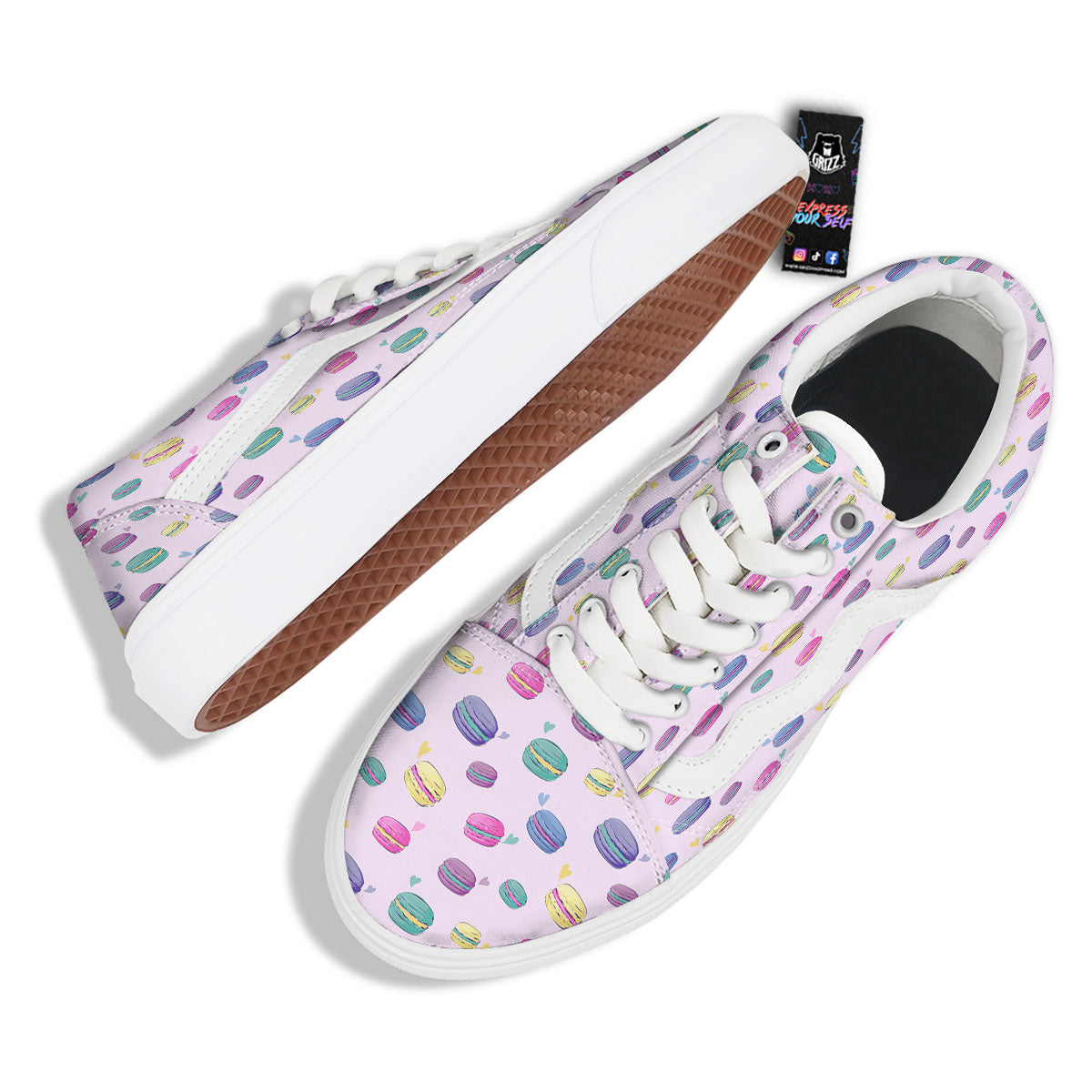 Macaron Print Pattern Skate Shoes-grizzshop
