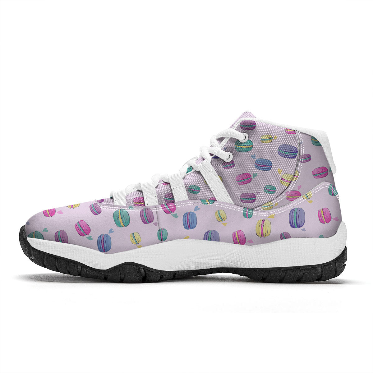 Macaron Print Pattern White Bball Shoes-grizzshop