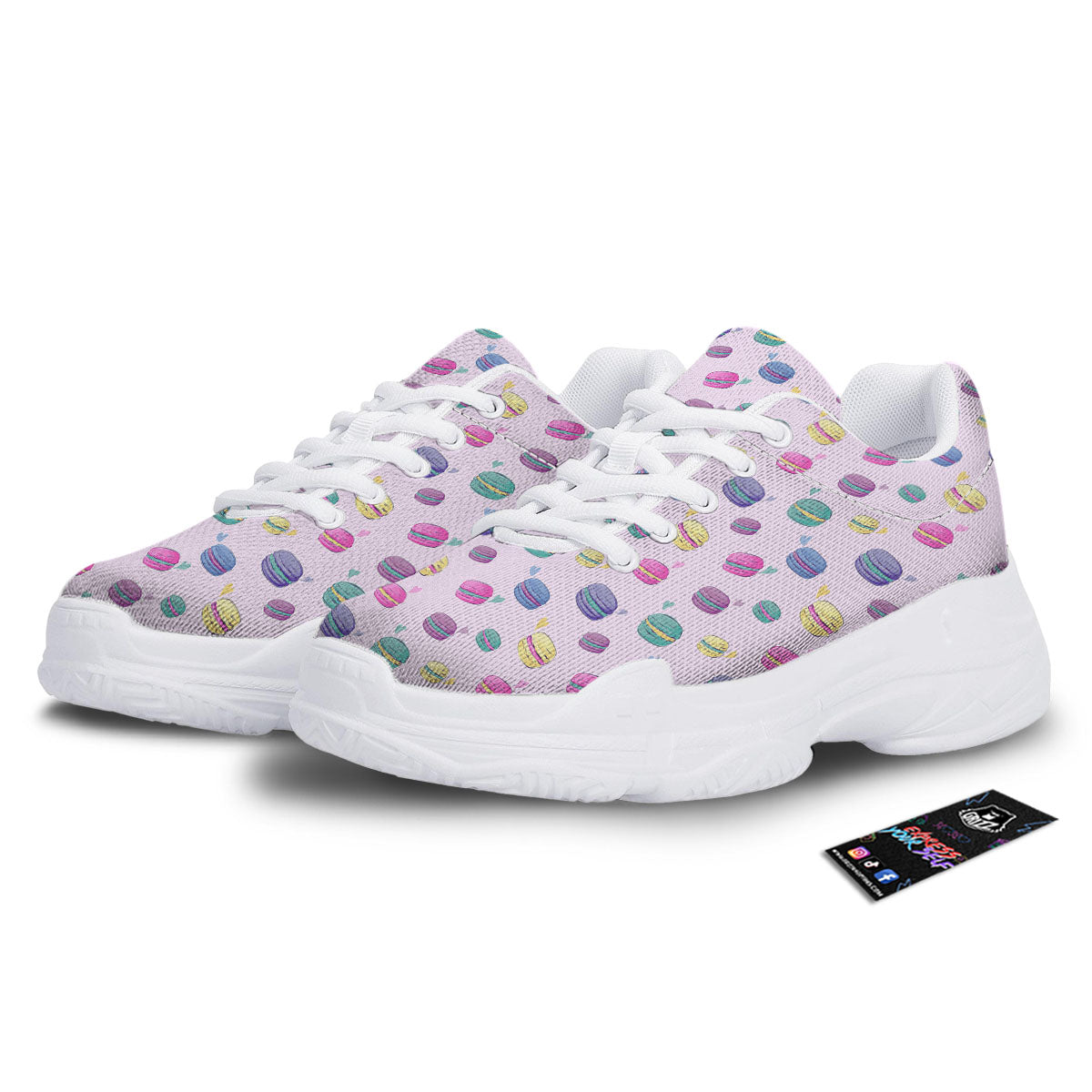 Macaron Print Pattern White Chunky Shoes-grizzshop