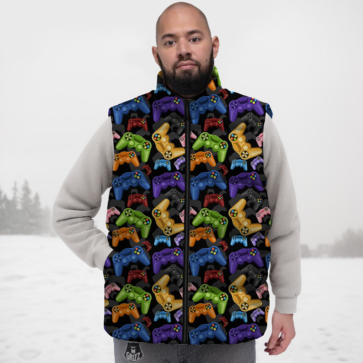 Macaron Sweet  Pattern Print Down Vest