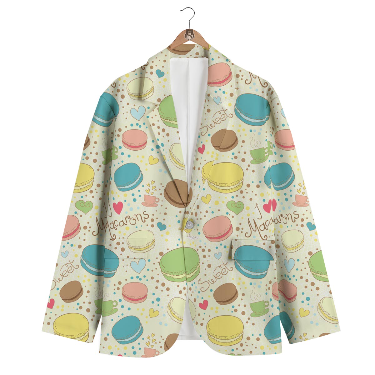 Macaron Sweet Pattern Print Men's Blazer-grizzshop