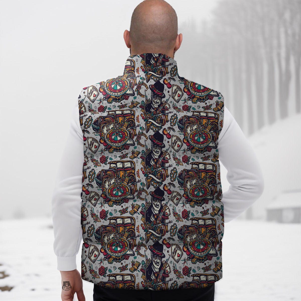 Macaron Sweet Print Pattern Down Vest